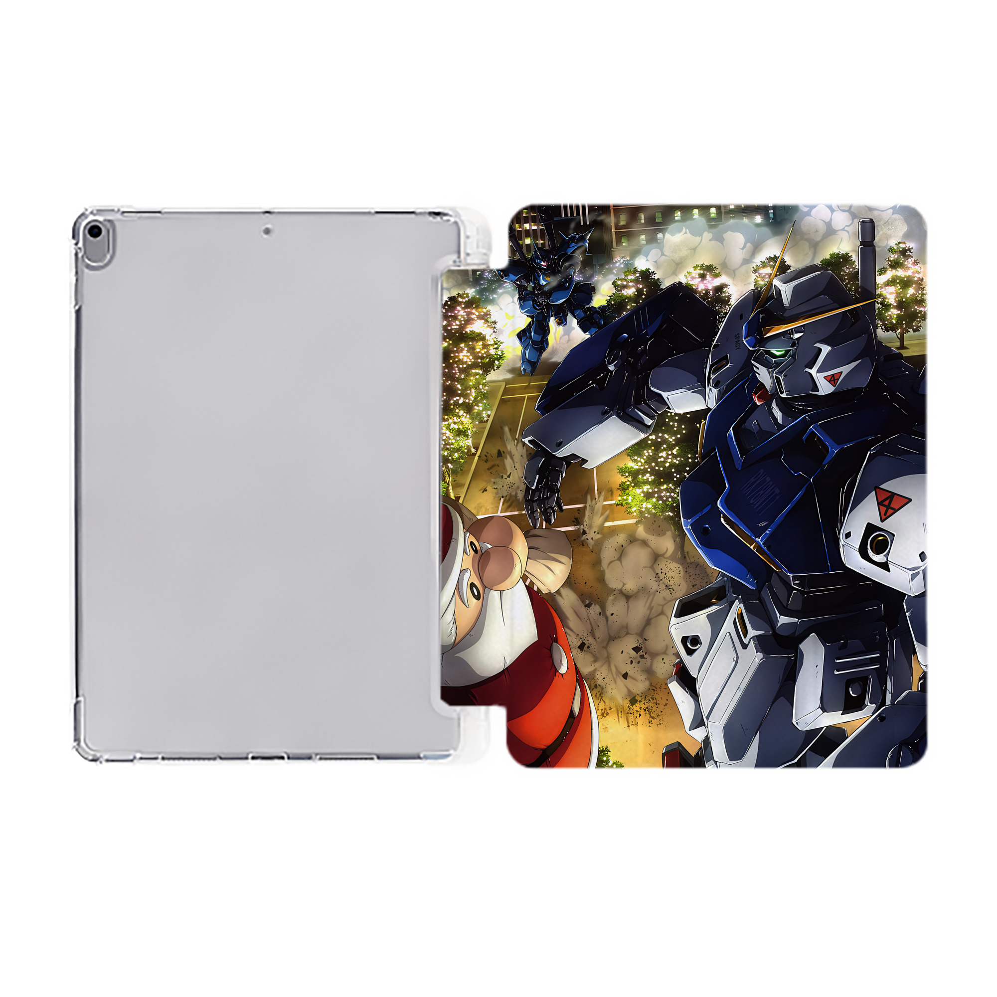 （画像用） 機動戦士ガンダム Mobile Suit Gundam IPad ケース ペン収納付き 三つ折りスタンド PUレザー×シリコン 対応機種9.5/10.5/10.9インチ
